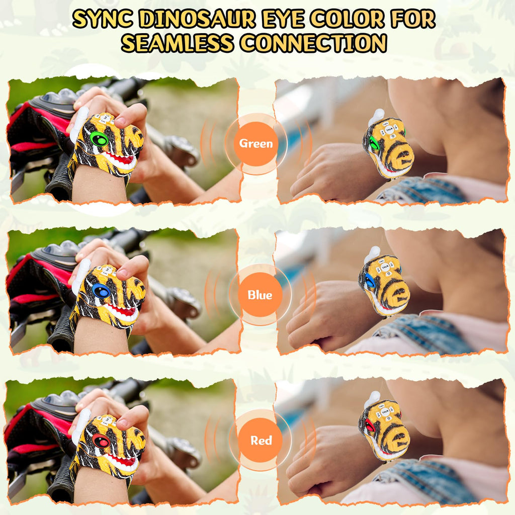 Fygurso Walkie Talkies for Kids 2 Pack - Yellow Dinosaur Design, 3280 ft Range, 48h Battery, Ages 3-8