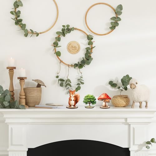 FYSUIMU 12-Piece Woodland Animal Wood Table Signs with Bases – Cute Farmhouse Tiered Tray Decor for Birthday, Baby Shower & Home
