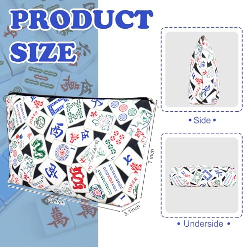 FYSUIMU Empty Mahjong Tile Bag – Black Printed Zipper Case for Tile Storage, Travel, and Parties