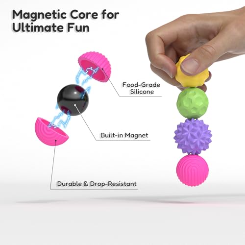 FZChenrry Silicone Magnetic Fidget Balls - Stress Relief Toy for Anxiety, ADHD, Autism - Quiet Sensory Toy for Adults & Teens