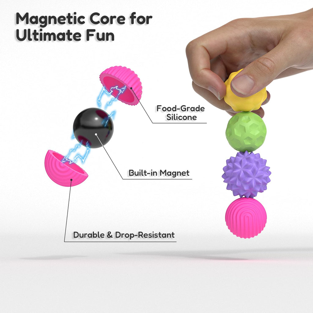 FZChenrry Silicone Magnetic Fidget Balls - Stress Relief Toy for Anxiety, ADHD, Autism - Quiet Sensory Toy for Adults & Teens