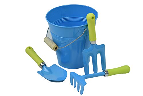G & F Products JustForKids Blue Water Pail and Garden Tools Set for Kids