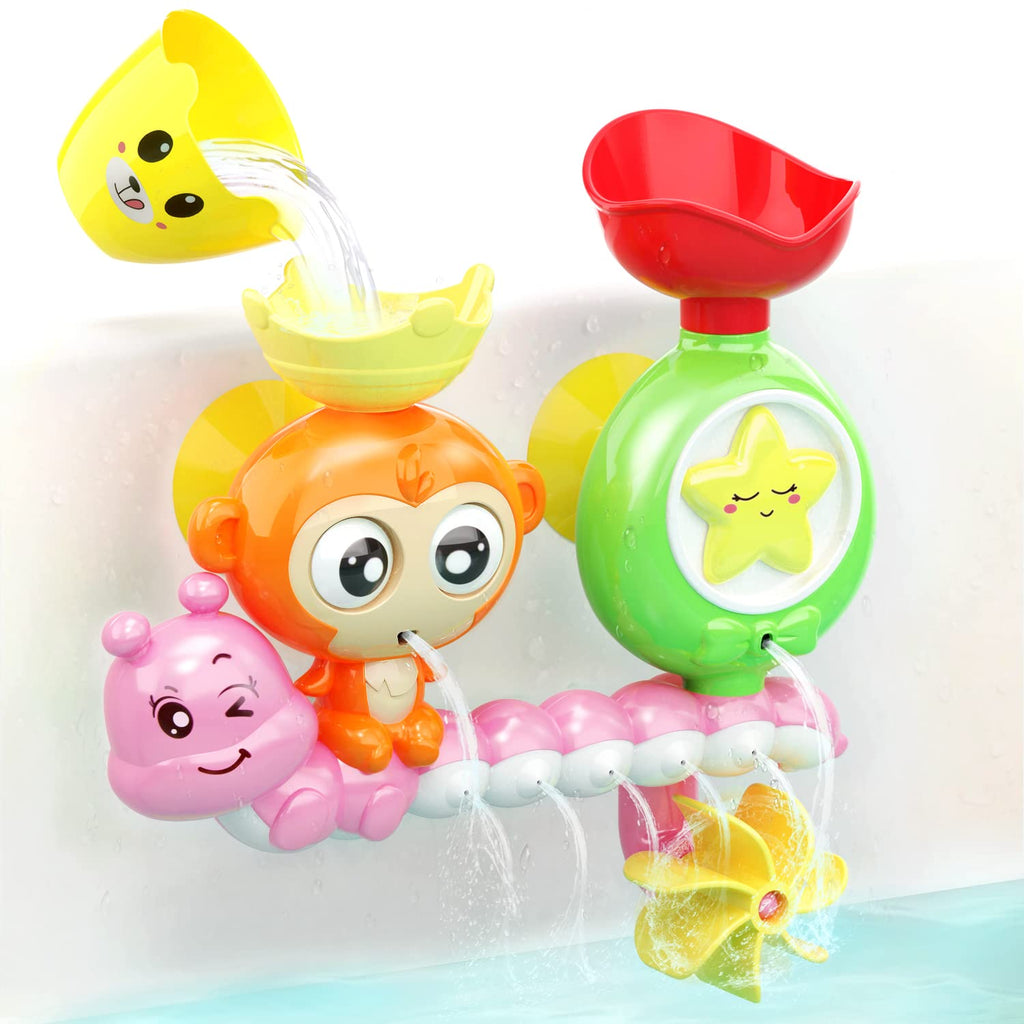 G-WACK Bath Toy for Toddlers 1-3: Monkey & Caterpillar Water Toy with Suction Cups – BPA Free, No Batteries
