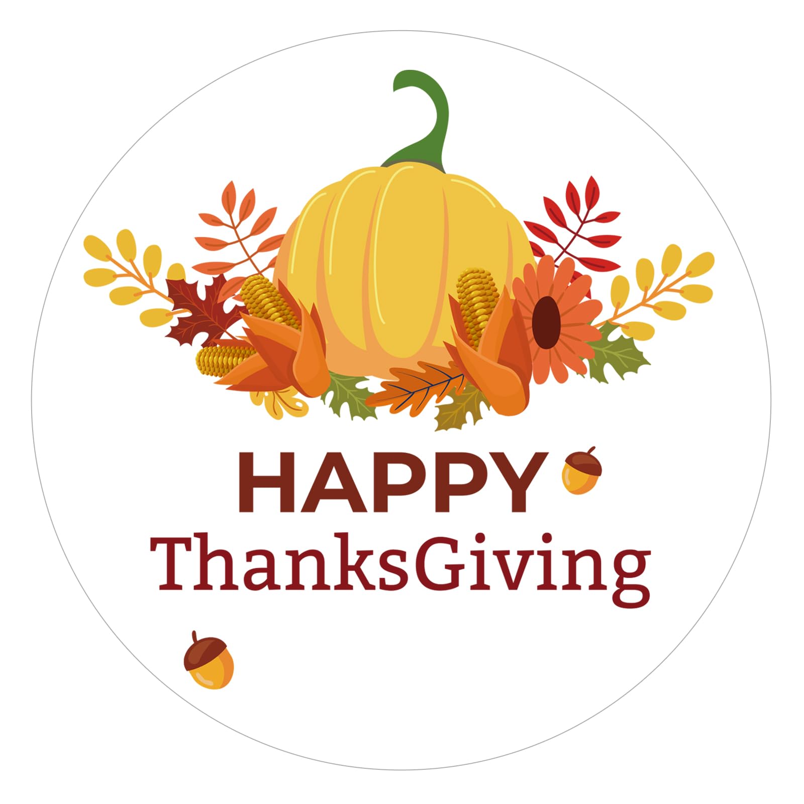 G2PLUS Happy Thanksgiving Stickers 60PCS - 2 Inch Round Fall Pumpkin Envelope Seals for Gifts