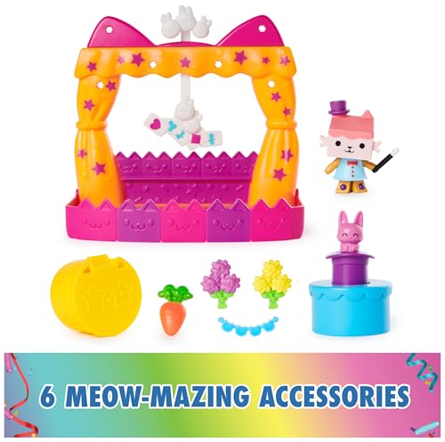 Gabby's Dollhouse Baby Box Talent Show Balcony Playset – 8-Piece Set with Surprise Carrot Charm