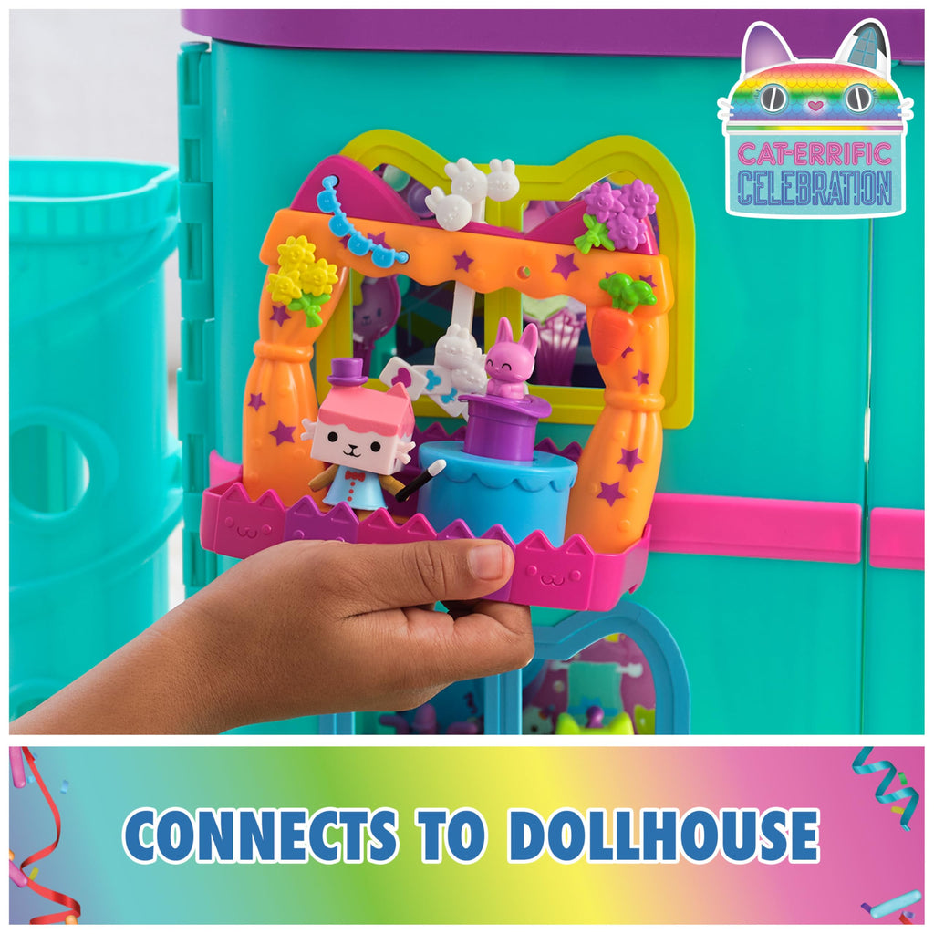 Gabby's Dollhouse Baby Box Talent Show Balcony Playset – 8-Piece Set with Surprise Carrot Charm