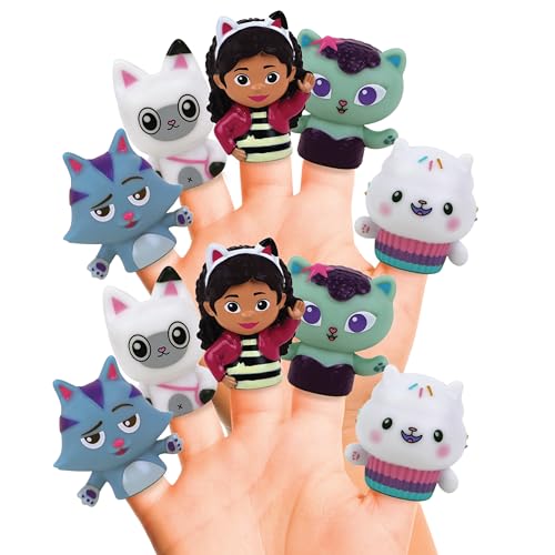 Gabby's Dollhouse Bath Finger Puppets – 10 Waterproof PVC Puppets for Bath, Pool, Story Time & Party Favors