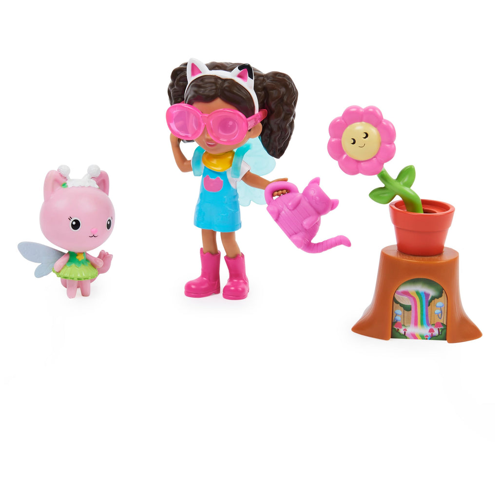 Gabby's Dollhouse Flower-rific Garden Set – Gabby Girl Figure with Sunglasses Action, Kitty Fairy, and Surprise Accessory