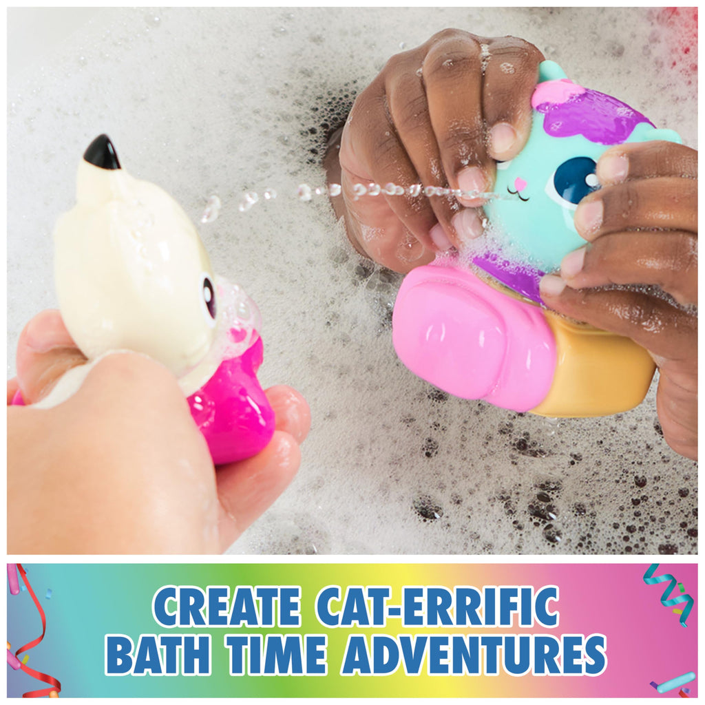 Gabby's Dollhouse Gabby Cat Bath Squirters: Mercat & Pandy Paws Floating Toddler Bath Toys for Ages 3+