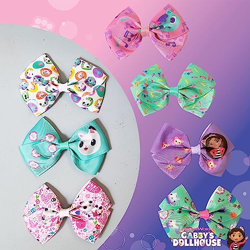 Gabby's Dollhouse Hair Bows Set - 7 Pack 4 Inch Alligator Clips for Girls Ages 3+