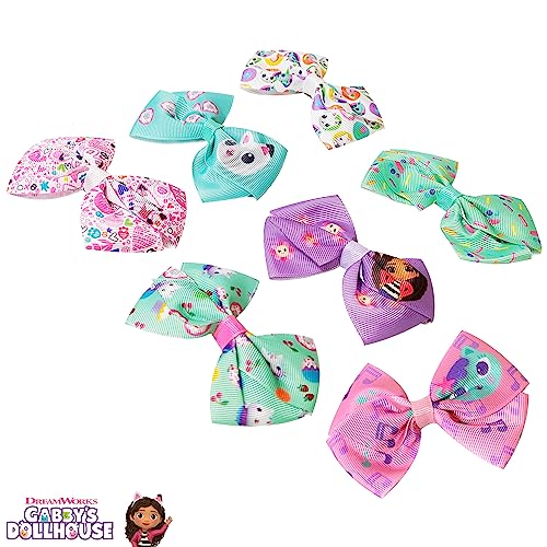 Gabby's Dollhouse Hair Bows Set - 7 Pack 4 Inch Alligator Clips for Girls Ages 3+