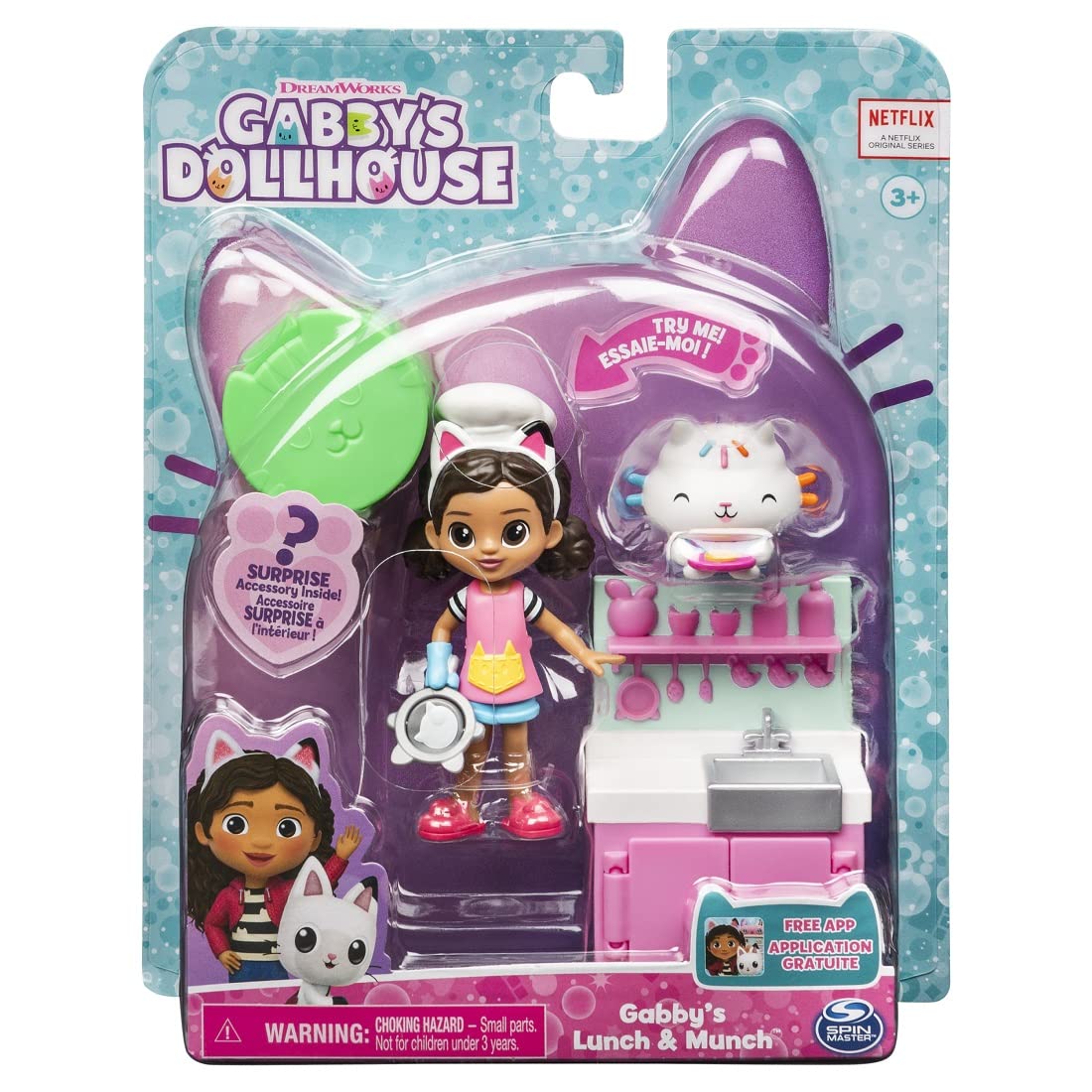 Gabby's Dollhouse Lunch and Munch Kitchen Set - Pretend Play Cooking Set with Action Figure and Surprise Accessory