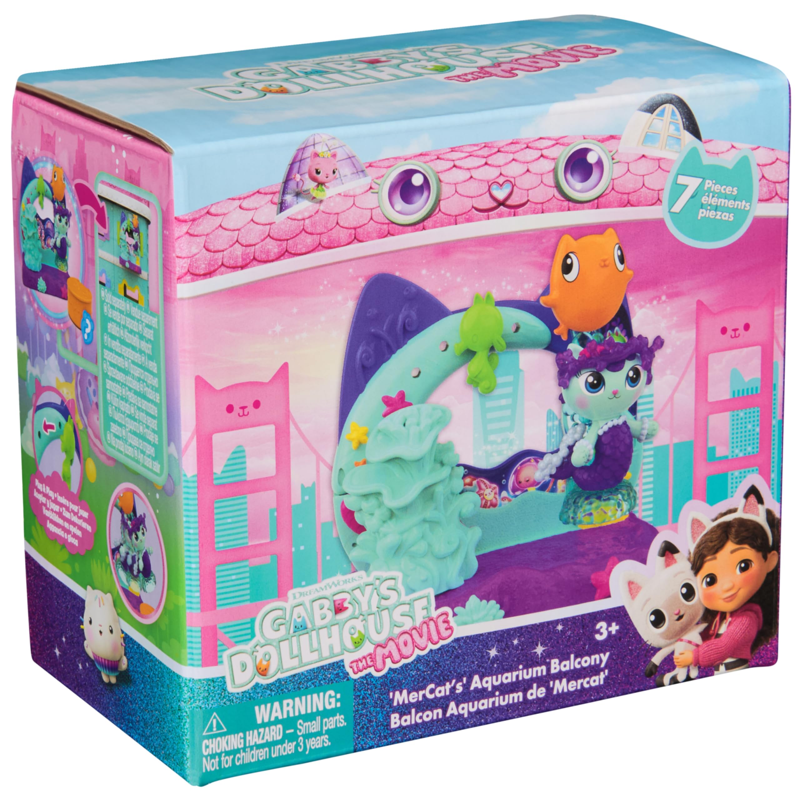 Gabby's Dollhouse Mercat's Aquarium Balcony Playset with MerCat Figure & Accessories