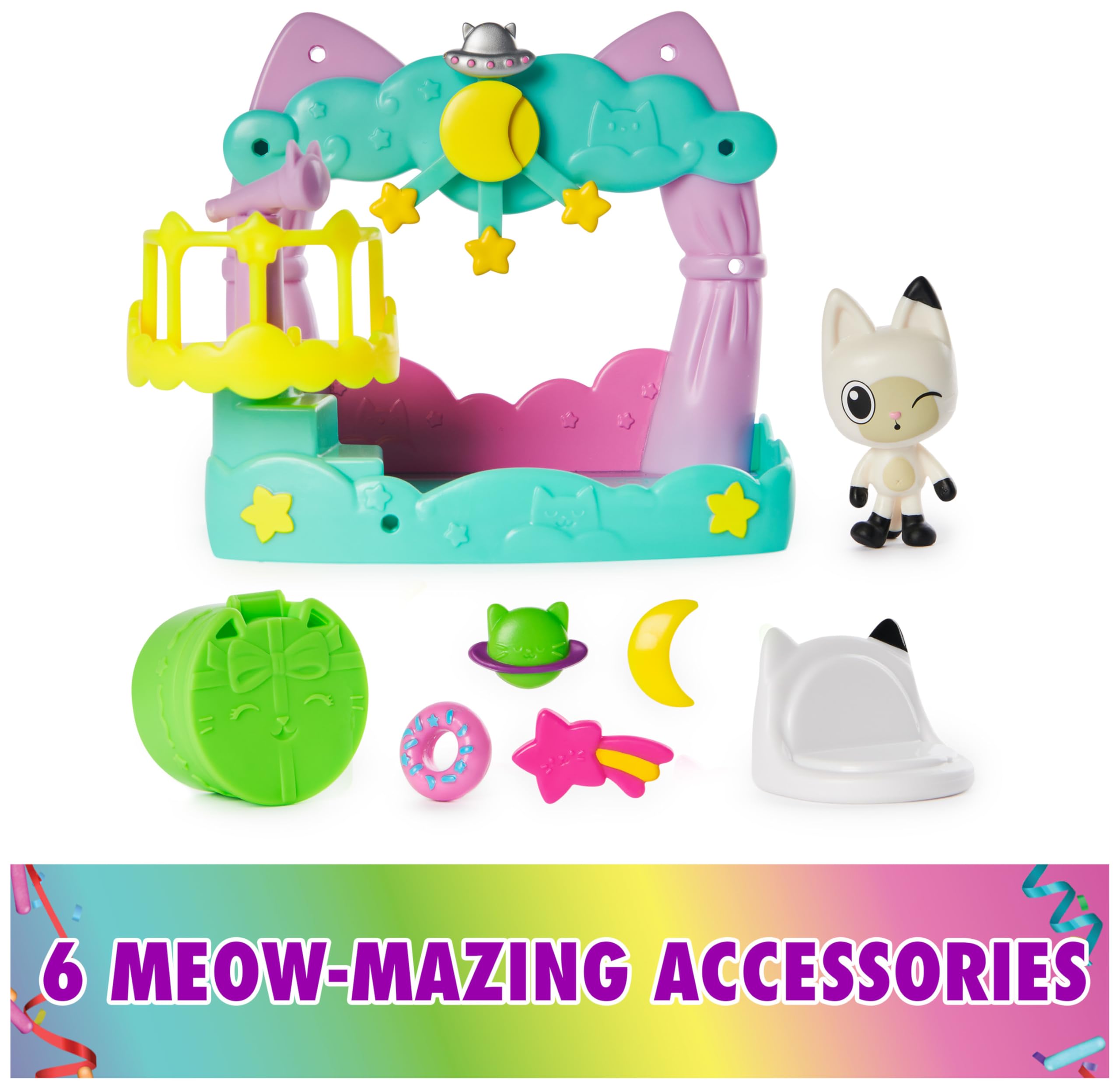 Gabby's Dollhouse Pandy Paws Dreamy Balcony Playset - 8 Pieces with Toy Figures & Accessories for Kids 3+