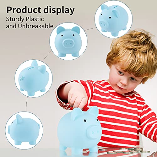 GADIEDIE 2-Pack Unbreakable Piggy Banks for Kids - Pink & Blue Plastic Coin Saver