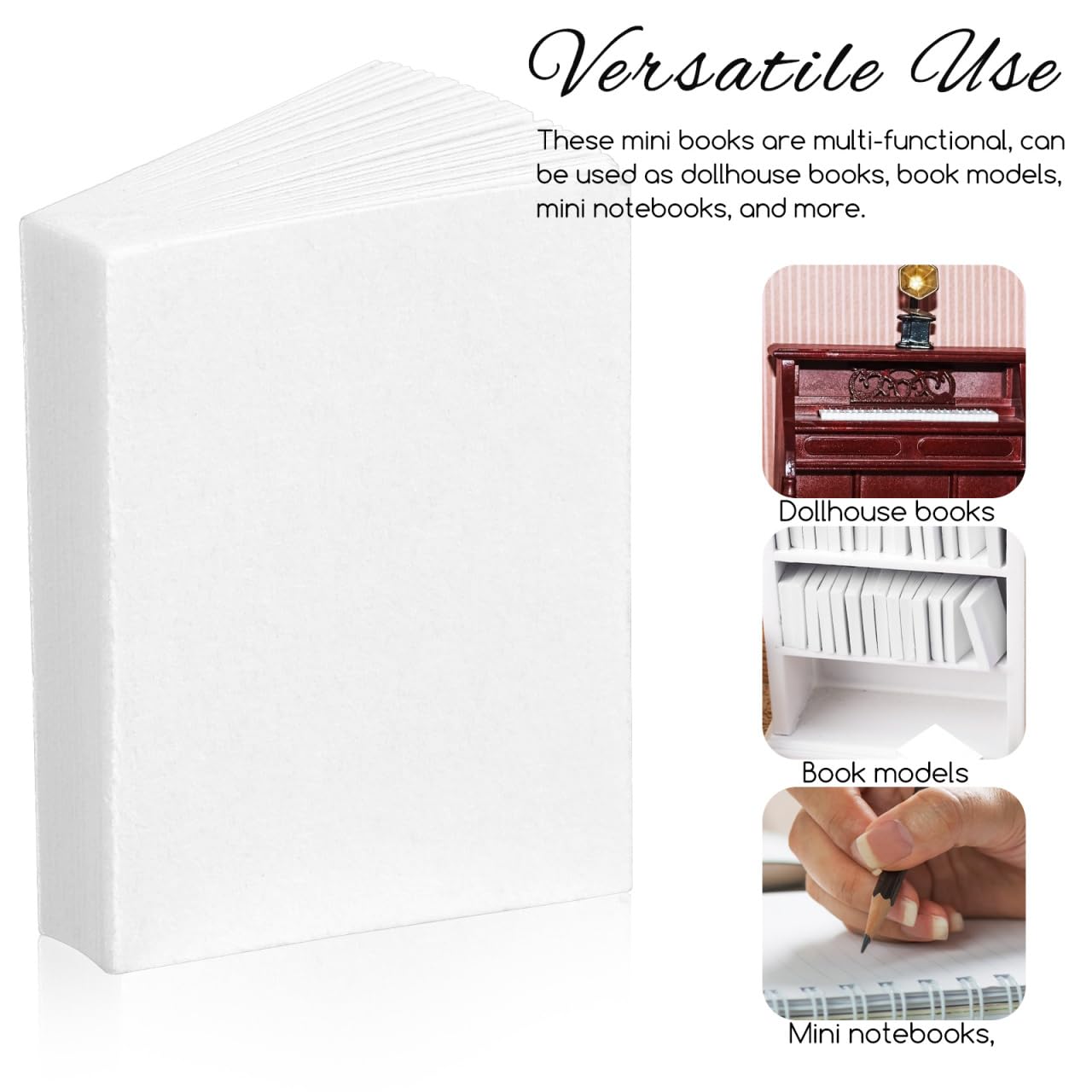 Gadpiparty 50 Mini Dollhouse Books 1:12 Scale - Blank Pages for Crafts & Decoration