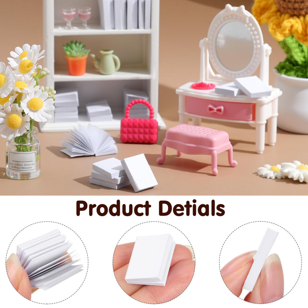 Gadpiparty 50 Mini Dollhouse Books 1:12 Scale - Blank Pages for Crafts & Decoration