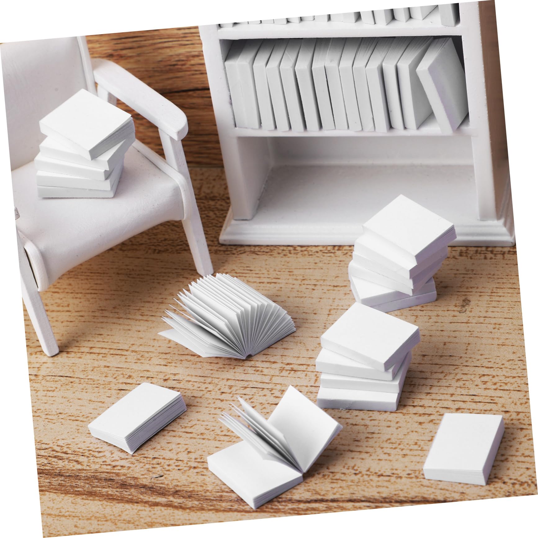 Gadpiparty 50 Mini Dollhouse Books 1:12 Scale - Blank Pages for Crafts & Decoration