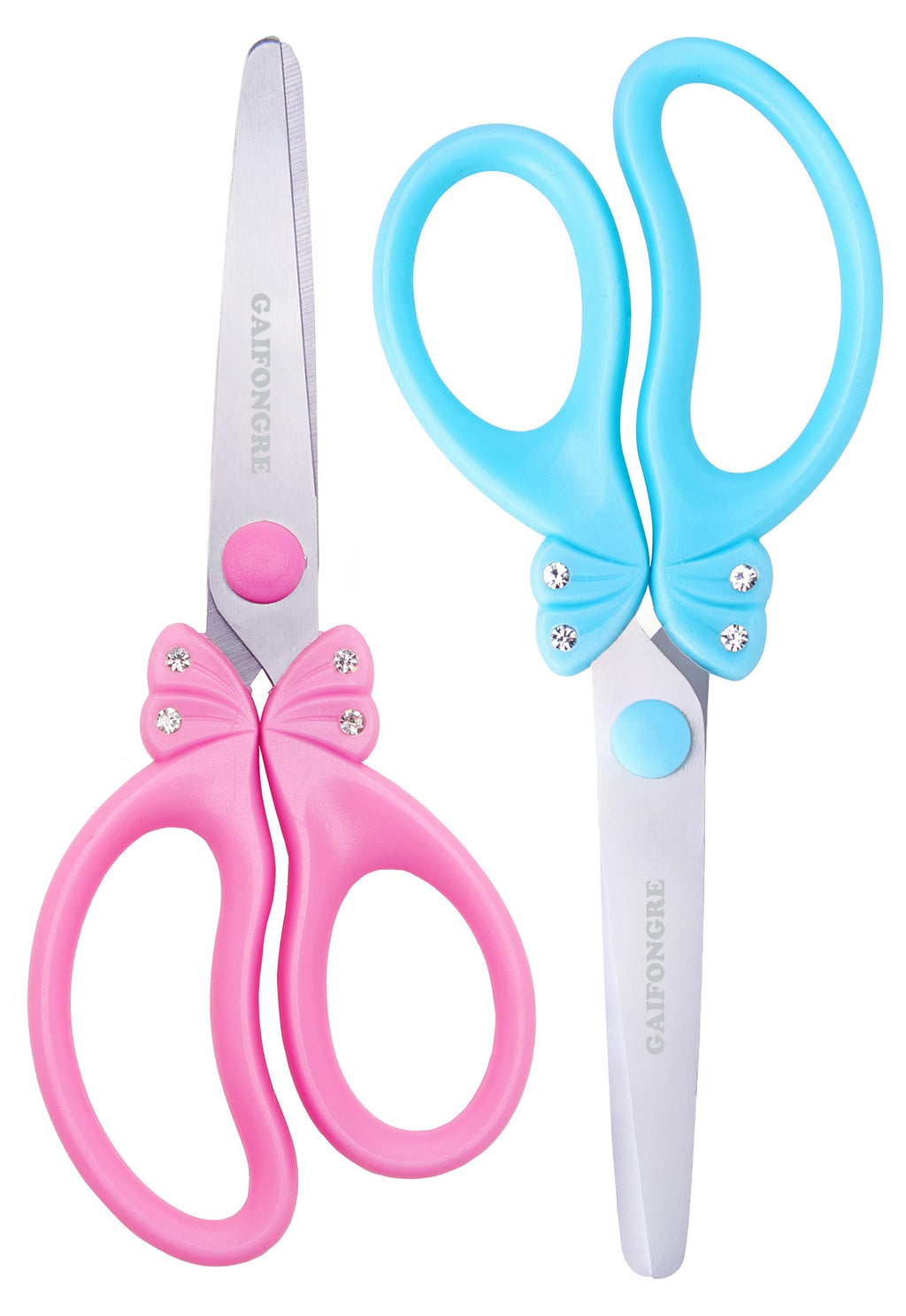 GAIFONGRE 5-Inch Kids Safety Scissors for Girls – Blunt Tip, Rounded Edge, Ergonomic Handles (Set of 3, Pink Blue)
