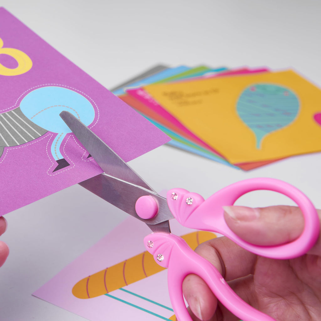 GAIFONGRE 5-Inch Kids Safety Scissors for Girls – Blunt Tip, Rounded Edge, Ergonomic Handles (Set of 3, Pink Blue)