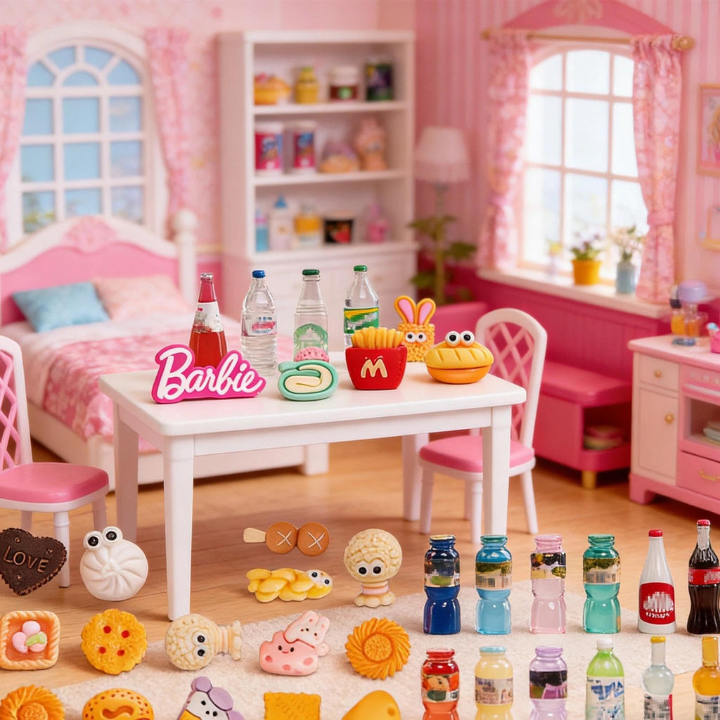 GALAOMA 100-Piece Miniature Food and Drink Set for 1/12 Dollhouse - Resin Soda Cans, Cakes, Ice Cream, and More