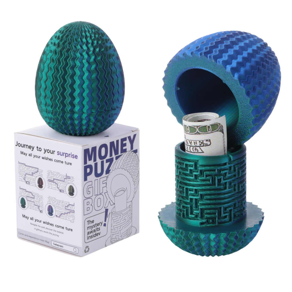 Galapopo Maze Egg - Secret Cash Holder Puzzle Box with 4 Unique Internal Designs, Brain Teaser Gift for Easter, Birthday, Wedding