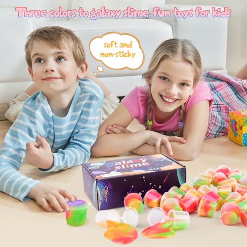 Galaxy Slime 30-Pack: Non-Sticky Stretchy Putty Party Favors for Kids, Stress Relief & Sensory Play