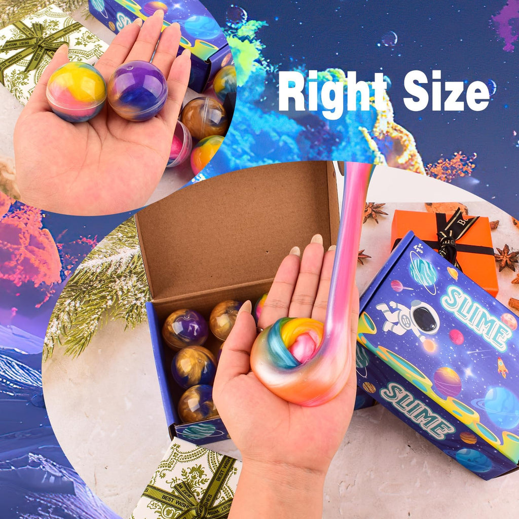 Galaxy Slime Balls 12 Pack – Non-Sticky Soft Slime Kit for Party Favors, Classroom Prizes, Stocking Stuffers by WUJYLY