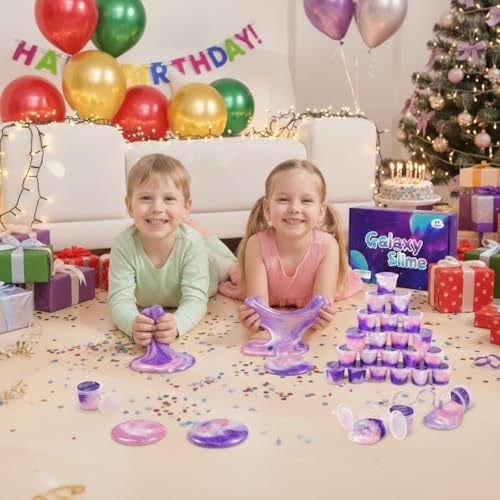 Galaxy Slime Kit 24 Pack – Non-Sticky Slime Party Favors for Kids, Stress Relief Toy Gift Box by BeiyeiDei