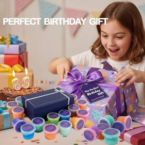 Galaxy Slime Kit 40 PCS - Non-Sticky, Non-Toxic Sensory Slime for Kids Party Favors