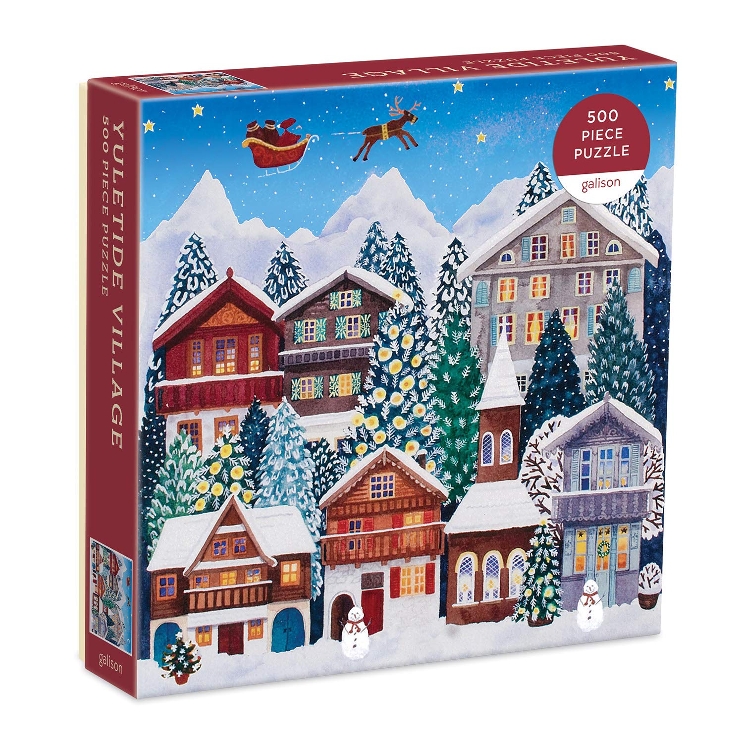 Galison Yuletide Village 500-Piece Jigsaw Puzzle – Festive Winter Scene, 20 x 20 Inches