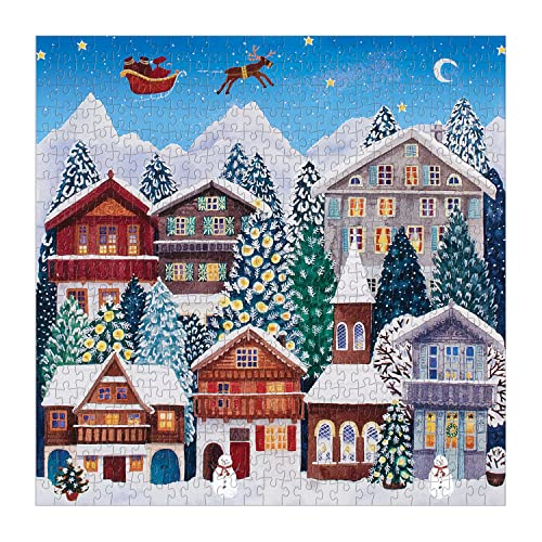 Galison Yuletide Village 500-Piece Jigsaw Puzzle – Festive Winter Scene, 20 x 20 Inches