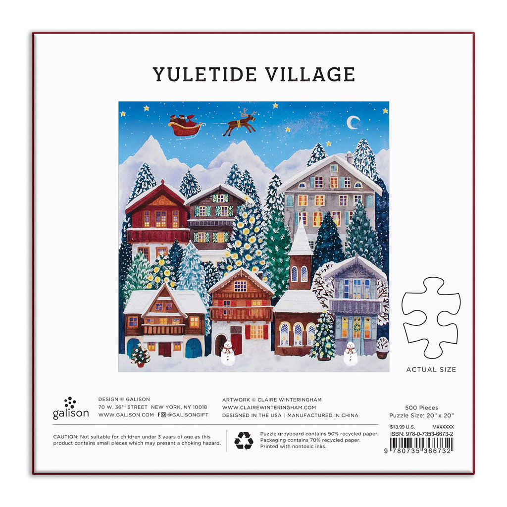 Galison Yuletide Village 500-Piece Jigsaw Puzzle – Festive Winter Scene, 20 x 20 Inches
