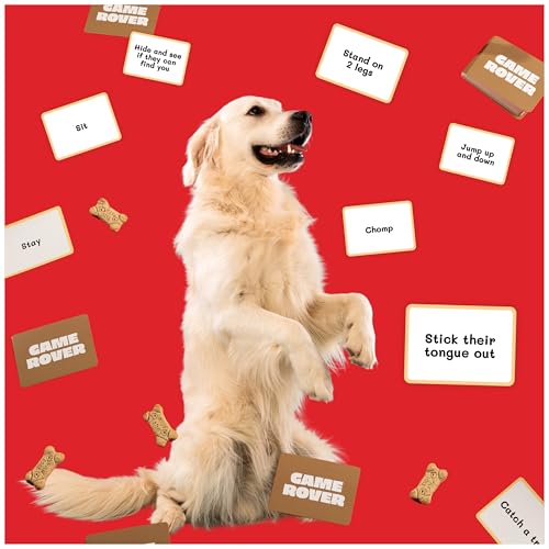 Game Rover: Interactive Dog Game for Family Game Night – Includes 75 Prompt Cards & Sand Timer