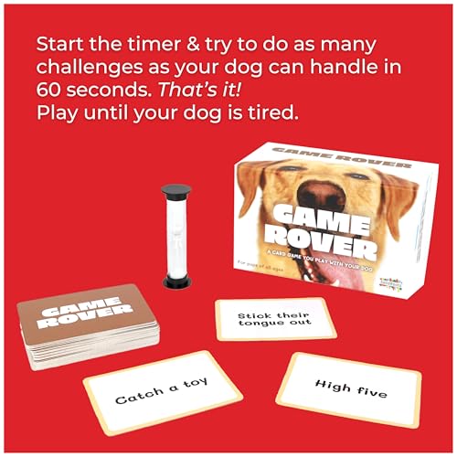 Game Rover: Interactive Dog Game for Family Game Night – Includes 75 Prompt Cards & Sand Timer