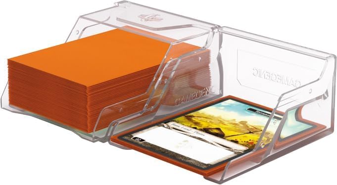 Gamegenic Bastion 50+ XL Clear Deck Box - Secure Click-Lock Storage for 50+ Double-Sleeved Cards