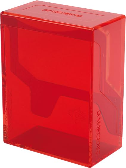 Gamegenic Bastion 50+ XL Deck Box (Red) – Secure, See-Through Card Storage for 50+ Double-Sleeved Cards