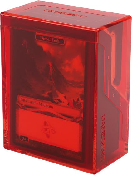Gamegenic Bastion 50+ XL Deck Box (Red) – Secure, See-Through Card Storage for 50+ Double-Sleeved Cards