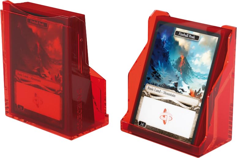 Gamegenic Bastion 50+ XL Deck Box (Red) – Secure, See-Through Card Storage for 50+ Double-Sleeved Cards