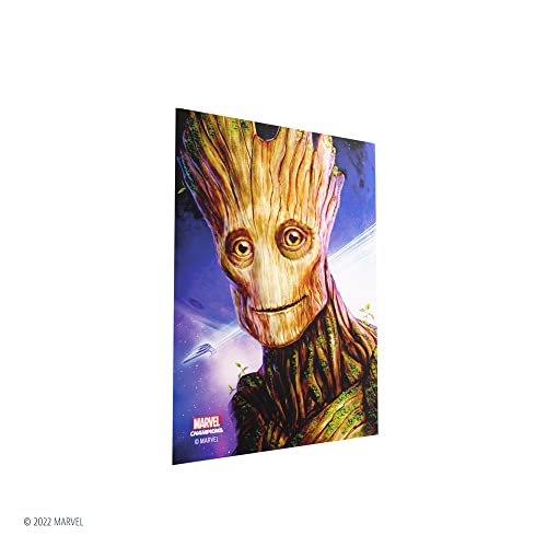 Gamegenic Marvel Champions Groot Fine Art Sleeves – 50 Standard-Size Card Sleeves with Clear Bonus Sleeve
