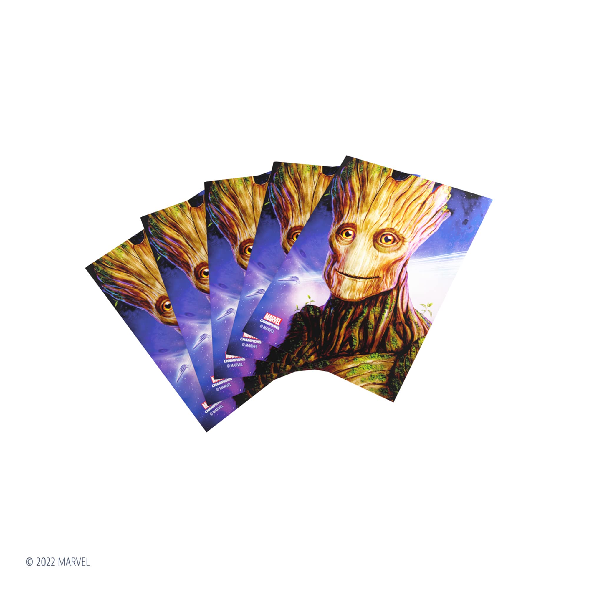 Gamegenic Marvel Champions Groot Fine Art Sleeves – 50 Standard-Size Card Sleeves with Clear Bonus Sleeve