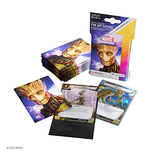 Gamegenic Marvel Champions Groot Fine Art Sleeves – 50 Standard-Size Card Sleeves with Clear Bonus Sleeve