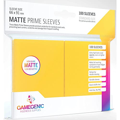 Gamegenic Matte Prime Card Sleeves (100 Pack) – 66x91 mm Yellow Sleeves for TCG and LCG Games