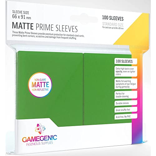 Gamegenic Matte Prime Sleeves – Green, 100 Pack, 66x99mm, Acid-Free