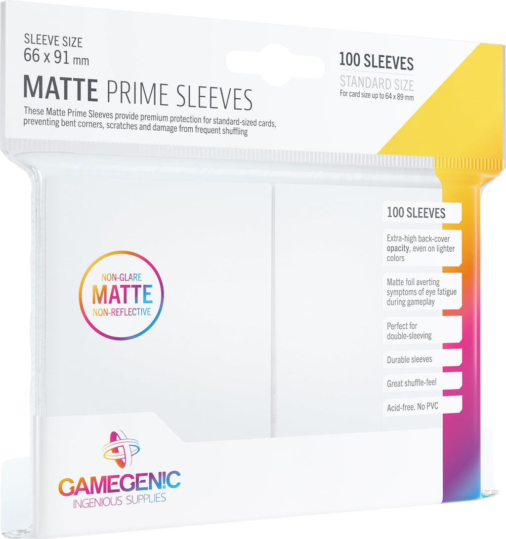 Gamegenic Matte Prime Sleeves White – 100 Pack Standard-Size Card Protector