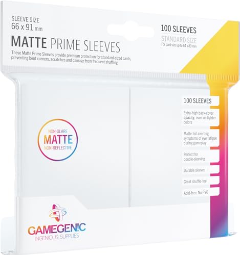 Gamegenic Matte Prime Sleeves White – 100 Pack Standard-Size Card Protector