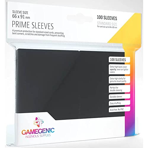 Gamegenic Prime Sleeves (Black) - 100 Pack - Matte Plastic Card Protectors