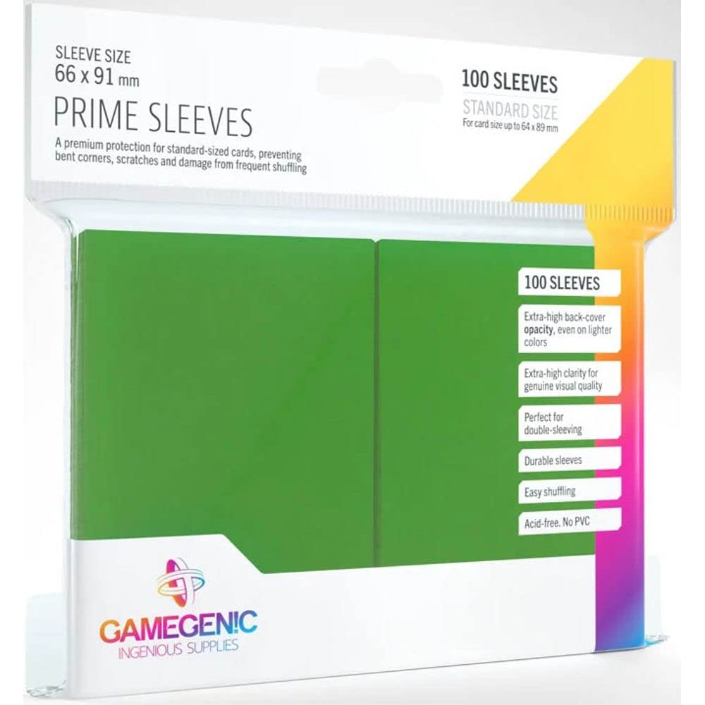 Gamegenic Prime Sleeves: Green (100 Pack) - Matte Trading Card Protectors