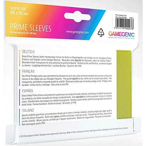 Gamegenic Prime Sleeves Lime: 100 Pack Card Sleeves for Double-Sleeving