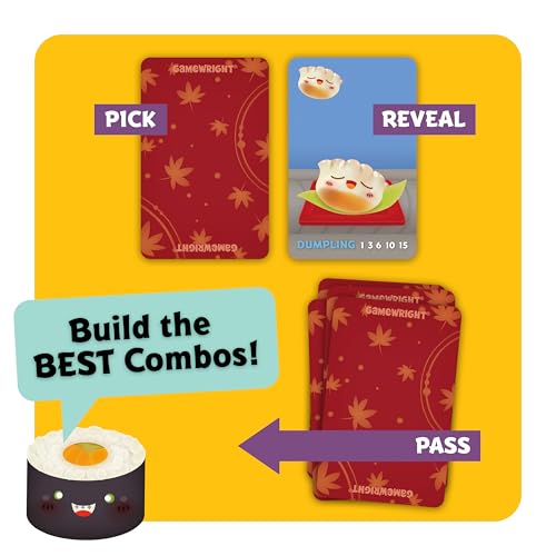 Gamewright Sushi Go! – Fast-Paced Pick-and-Pass Sushi Card Game for 2-5 Players, Ages 8+